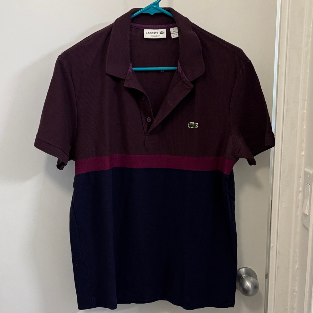 Lacoste Men's Burgundy and Navy Polo Shirt